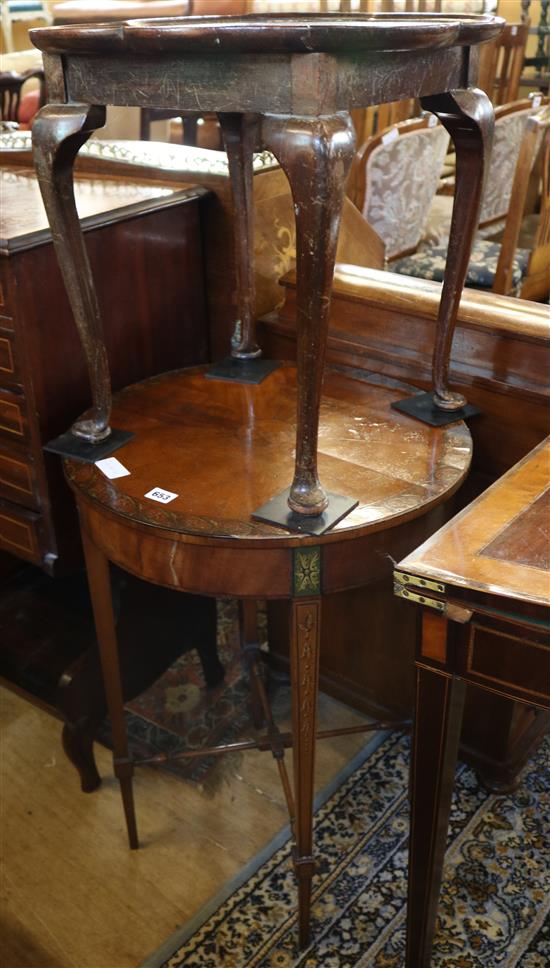 Inlaid circular  table & pie crust table